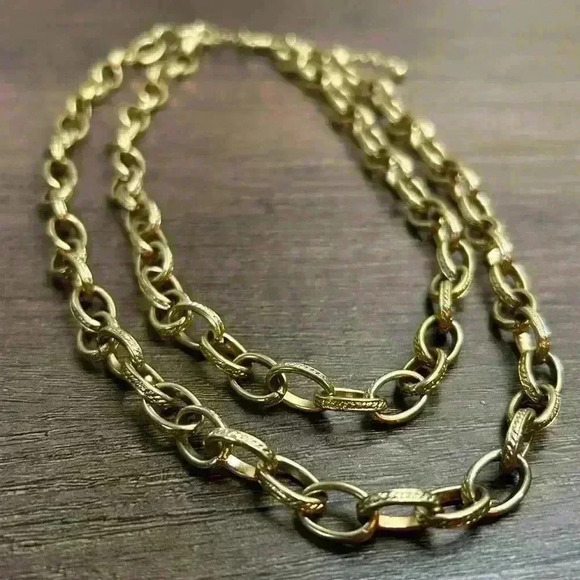 Gold Tone Two Strand Chain Link Necklace - Picture 1 of 3